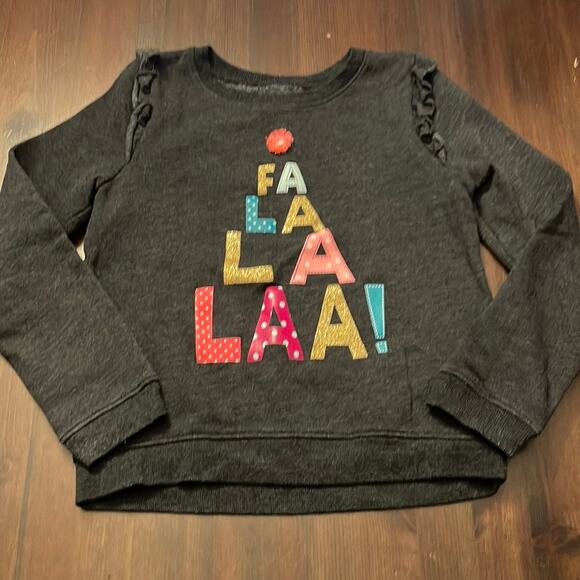 Jumping Beans Softest Fleece Fa La La Laa Holiday Sweatshirt Girls 7 - Picture 2 of 9